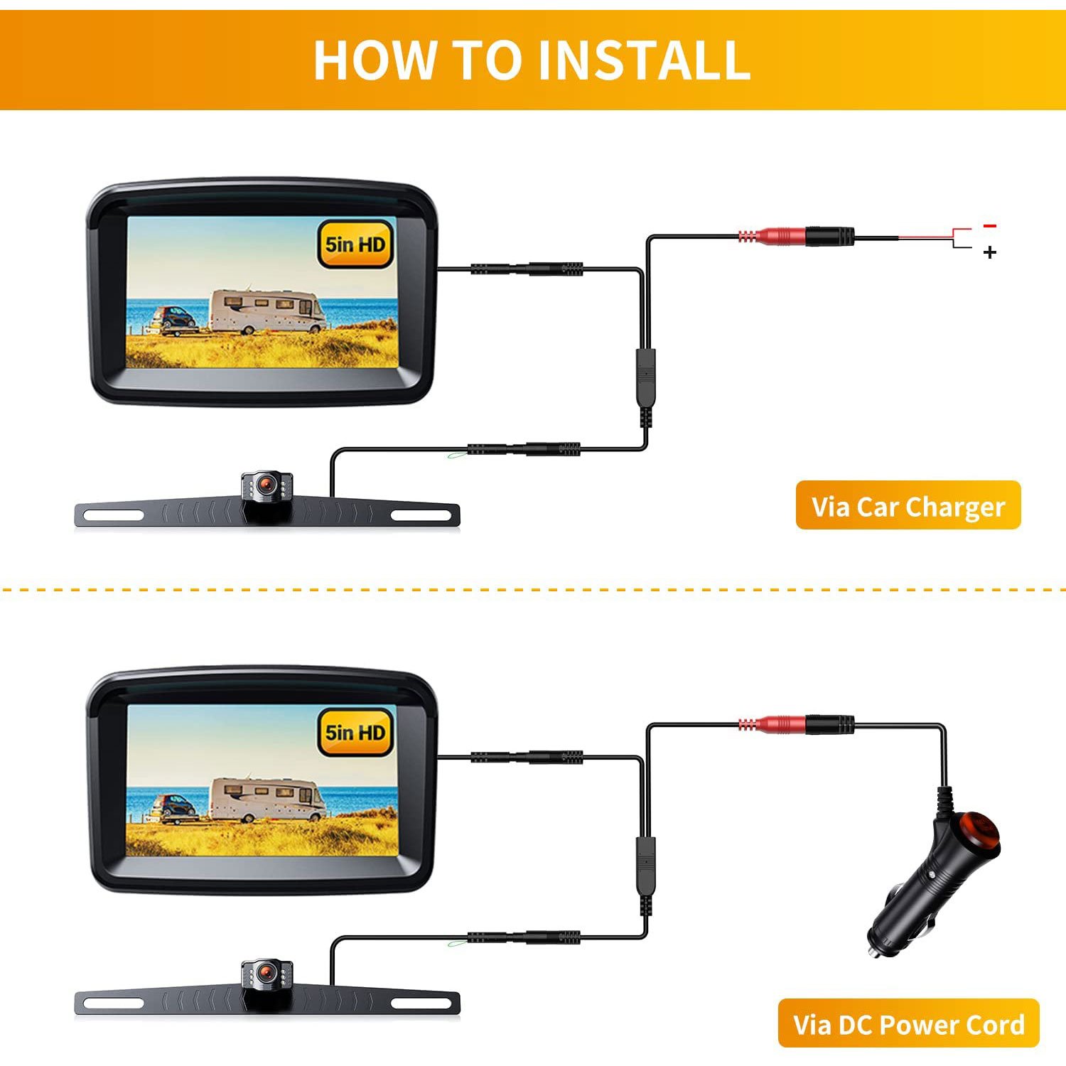 5" Monitor with 1080P Backup Camera for Truck - immagine 4