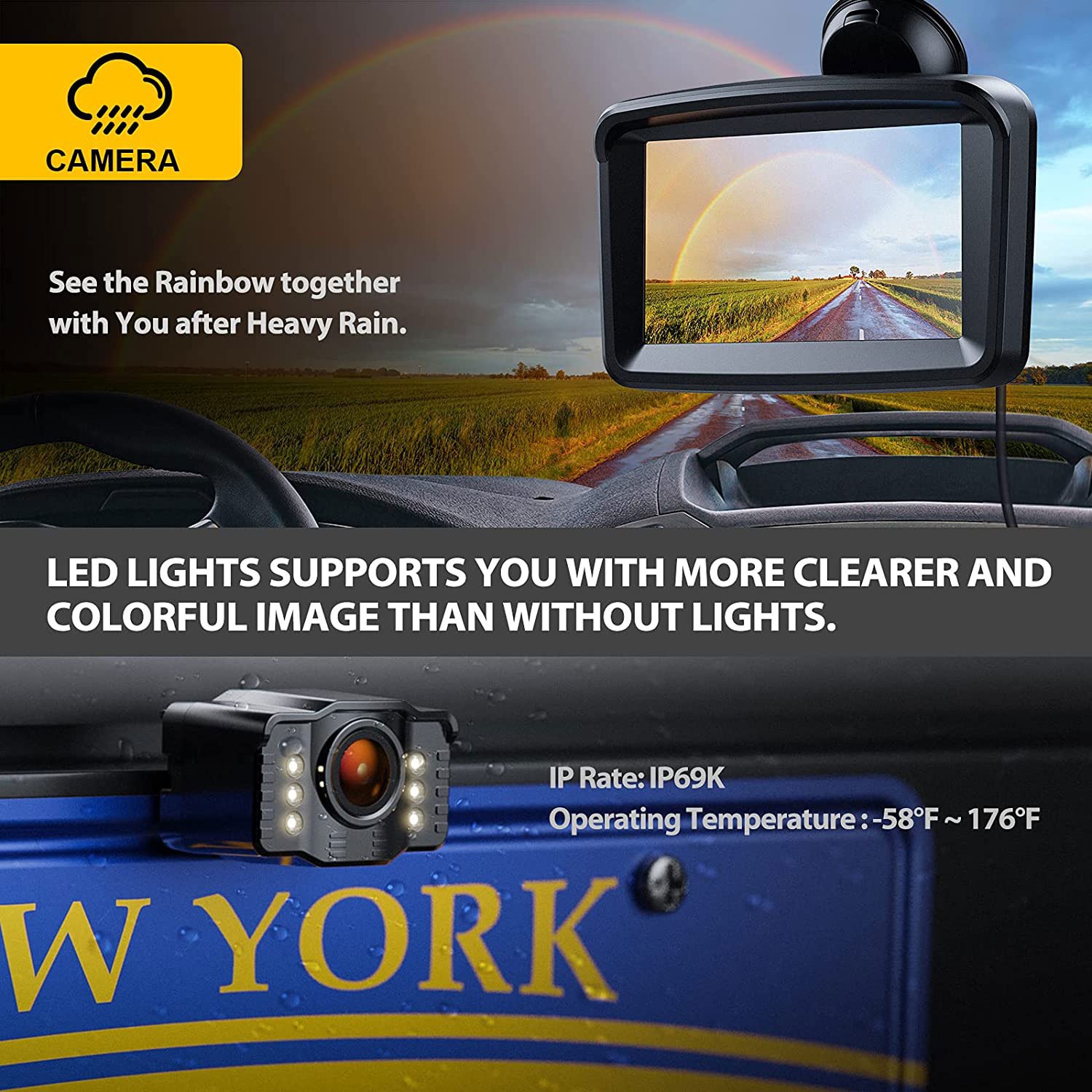 5" Monitor with 1080P Backup Camera for Truck - immagine 3